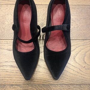 Chic Black Velvet Mary Jane Shoes